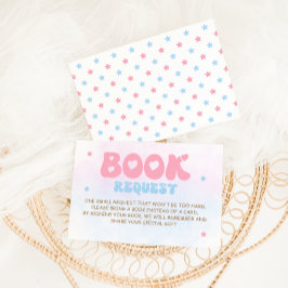 赤ちゃんのピンク&ブルーのエレガントなスクリプトブック エンクロージャーカード