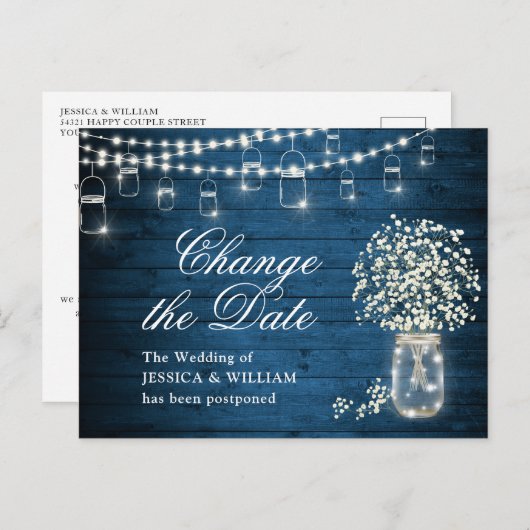 赤ちゃんのブレスメイソン・ジャーの日付を変更結婚する ポストカード (正面/裏面)