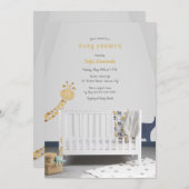 赤ちゃんのベッドの赤ちゃんシャワー 招待状 (正面/裏面)
