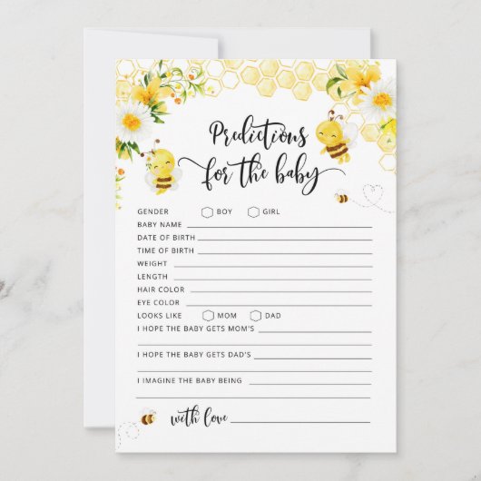 赤ちゃんの予測カード(蜂の赤ちゃん) 招待状 (正面)