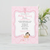 赤ちゃんの人魚姫の王冠ダマスク 招待状 (スタンド正面)