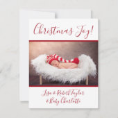 赤ちゃんの写真が入ったクリスマスカード 喜び 名前入り シーズンカード (正面)