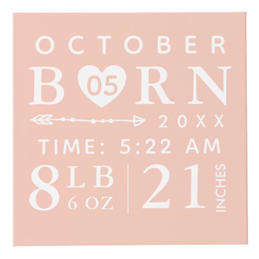 赤ちゃんの写真と思い出の品 出生時の記録 ピンクのイニシャル フォトキューブ (正面)