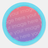 赤ちゃんの写真のステッカーを青い丸の枠に追加する ラウンドシール (正面)