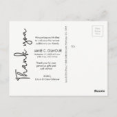 赤ちゃんの写真を使った現代的な誕生のお知らせシンプルなスクリプト ポストカード (裏面)