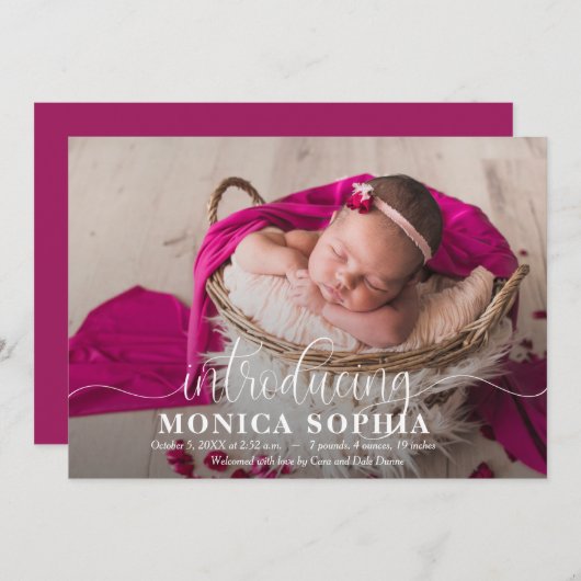 赤ちゃんの写真を使った誕生のお知らせ (正面/裏面)