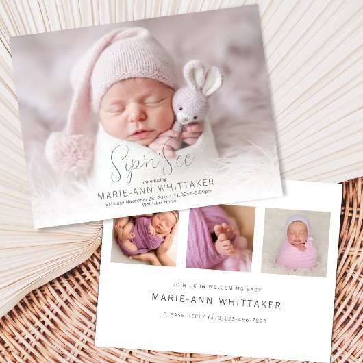 赤ちゃんの写真　お披露目パーティーご招待 招待状