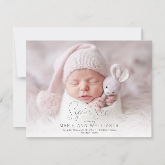 赤ちゃんの写真 お披露目パーティーご招待 招待状 (正面)