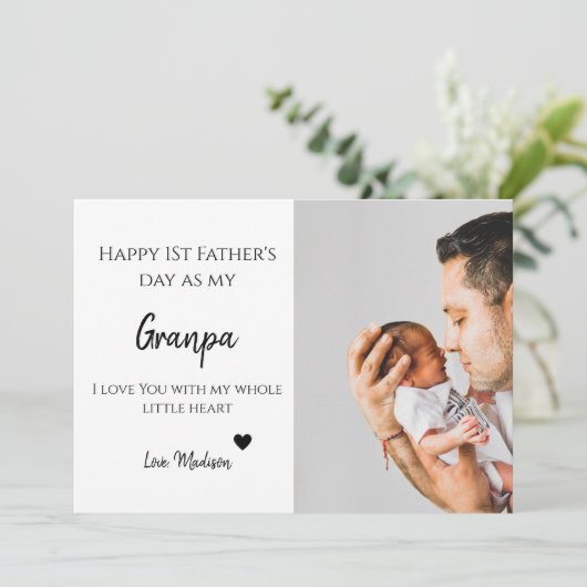 赤ちゃんの写真 ハッピーファーストファザーズデー 愛してる カード (スタンド正面)