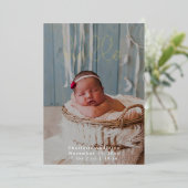 赤ちゃんの写真 現代のエレガントなカリグラフィー 誕生 箔シーズンカード (立ち正面)