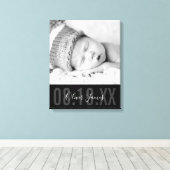 赤ちゃんの写真 誕生日 かわいい モノクロ 黒 キャンバスプリント (インサイチュ (ウッドフロア))