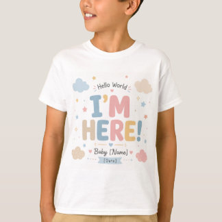 赤ちゃんの出生をお知らせするデザイン Tシャツ