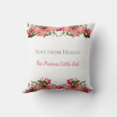 赤ちゃんの出生統計 ピンクとページュの花柄スロー枕 クッション (裏面)