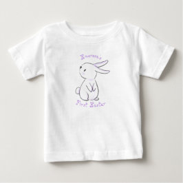 赤ちゃんの初めてのイースター　かわいいウサギ　紫 ベビーTシャツ