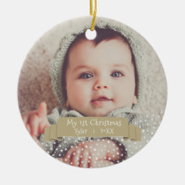 赤ちゃんの初めてのクリスマスの写真入りパーソナライズグッズ セラミックオーナメント