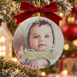 赤ちゃんの初めてのクリスマスの写真入りパーソナライズグッズ セラミックオーナメント