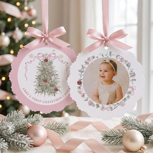 赤ちゃんの初めてのクリスマスの写真 オーナメントカード