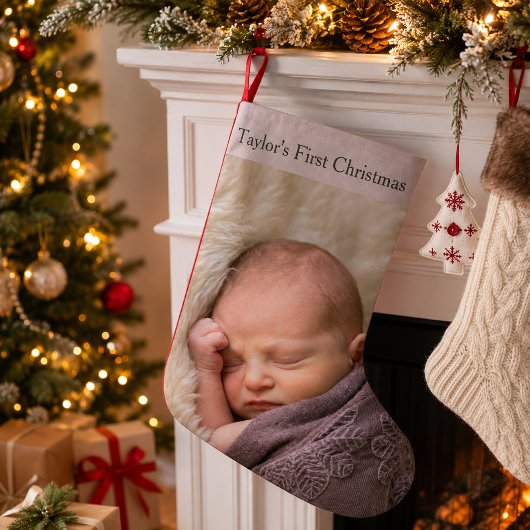 赤ちゃんの初めてのクリスマスの写真 スモールクリスマスストッキング