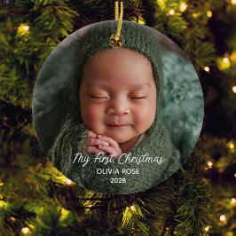 赤ちゃんの初めてのクリスマスの写真 セラミックオーナメント