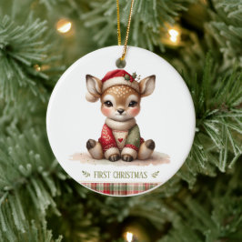 赤ちゃんの初めてのクリスマスの思い出の写真 セラミックオーナメント