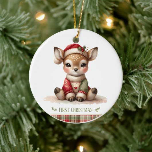 赤ちゃんの初めてのクリスマスの思い出の写真 セラミックオーナメント (ツリー)
