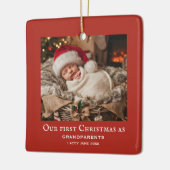 赤ちゃんの初めてのクリスマスの祖父母の写真 セラミックオーナメント (左)