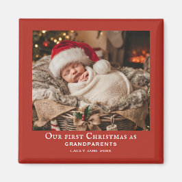 赤ちゃんの初めてのクリスマスの祖父母の写真 マグネット