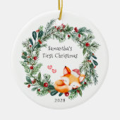 赤ちゃんの初めてのクリスマスツリー オーナメント wreath fox (正面)