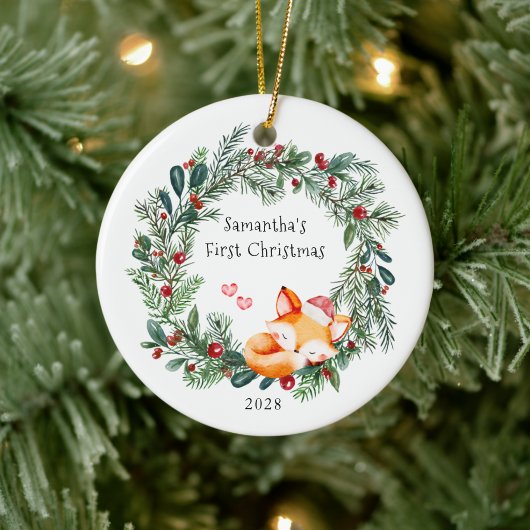 赤ちゃんの初めてのクリスマスツリー オーナメント wreath fox