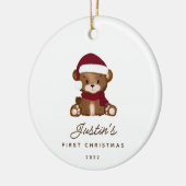 赤ちゃんの初めてのクリスマステディベア セラミックオーナメント (左)