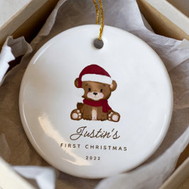 赤ちゃんの初めてのクリスマステディベア セラミックオーナメント