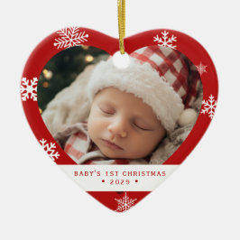 赤ちゃんの初めてのクリスマスハート型フォトオーナメント セラミックオーナメント