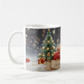 赤ちゃんの初めてのクリスマスパーソナライズドマグ コーヒーマグカップ (左)