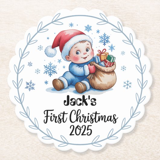 赤ちゃんの初めてのクリスマスパーソナルコースター ペーパーコースター (正面)