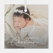 赤ちゃんの初めてのクリスマス写真 ガラスオーナメント (正面)