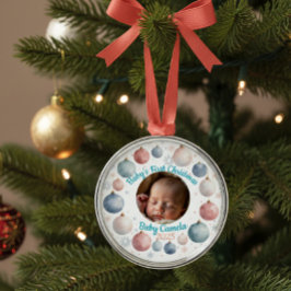 赤ちゃんの初めてのクリスマス2025 写真入り メタルオーナメント
