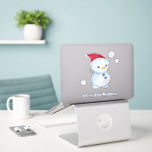 赤ちゃんの初めてのクリスマス かわいい雪だるま シール (デスク上のノートパソコン)