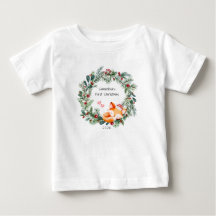 赤ちゃんの初めてのクリスマス キツネの子Tシャツ