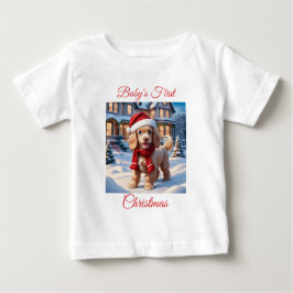 赤ちゃんの初めてのクリスマス コッカースパニエル ベビーTシャツ