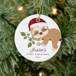 赤ちゃんの初めてのクリスマス サンタスロース セラミックオーナメント