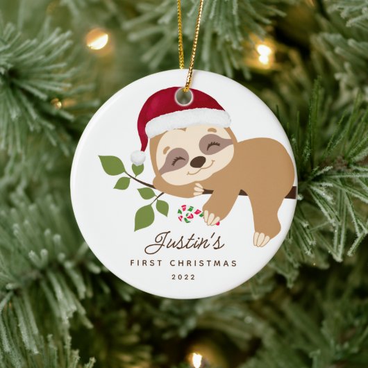 赤ちゃんの初めてのクリスマス サンタスロース セラミックオーナメント (ツリー)