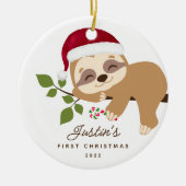 赤ちゃんの初めてのクリスマス サンタスロース セラミックオーナメント (正面)