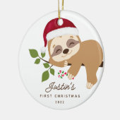 赤ちゃんの初めてのクリスマス サンタスロース セラミックオーナメント (左)