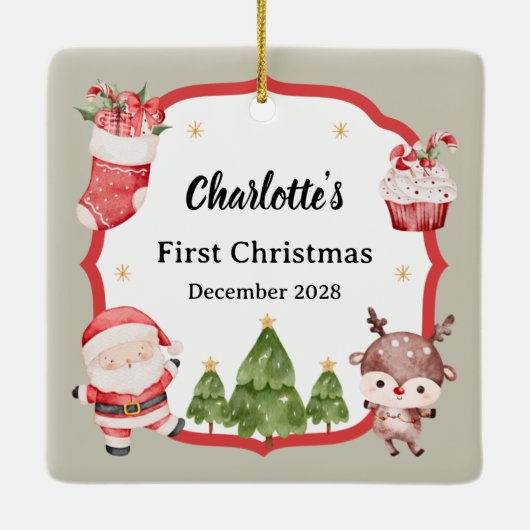 赤ちゃんの初めてのクリスマス サンタ イルカ ツリー オーナメント (裏面)