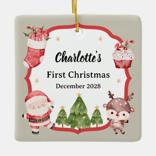 赤ちゃんの初めてのクリスマス サンタ イルカ ツリー オーナメント (正面)