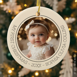 赤ちゃんの初めてのクリスマス シャンパンゴールド モダン 写真 セラミックオーナメント