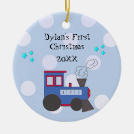 赤ちゃんの初めてのクリスマス シューシュートレイン セラミックオーナメント