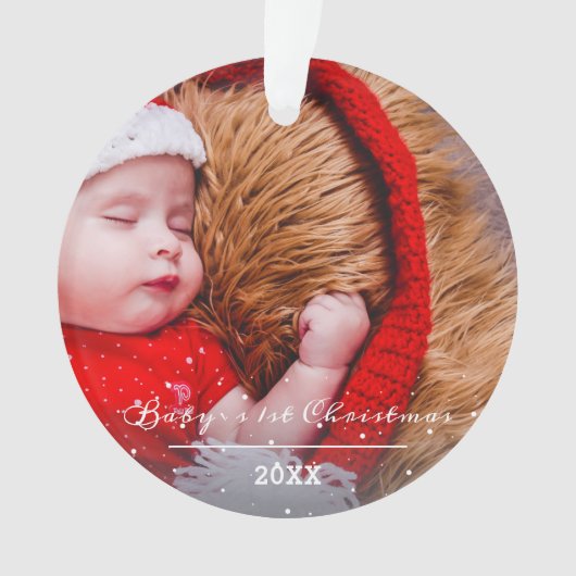 赤ちゃんの初めてのクリスマス スクリプト クリスマス 写真 オーナメント (正面)