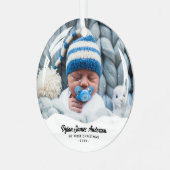 赤ちゃんの初めてのクリスマス スノーグローブ効果 2枚の写真 メタルオーナメント (正面左)