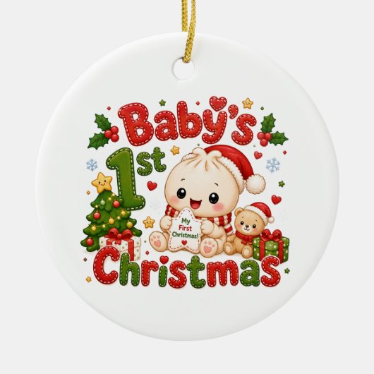 赤ちゃんの初めてのクリスマス セラミックオーナメント (正面)